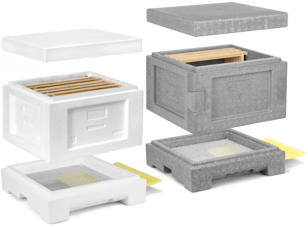 Mini Plus afleggerkast Styropor met varroabodem en aluminium ventilatierooster